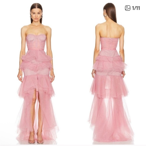 Michael Costello Dresses & Skirts - Michael Costello x Revolve Alai Strapless Pink Tulle Layer Ruffle Dress size XL